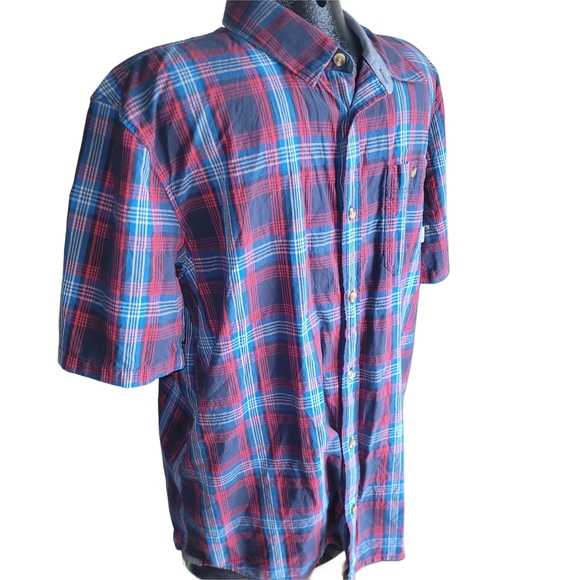 Vans Red and Blue Plaid Short Sleeve Shirt L - Picture 2 of 4